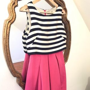Eliza J Navy Stripe & Pink Cocktail Dress